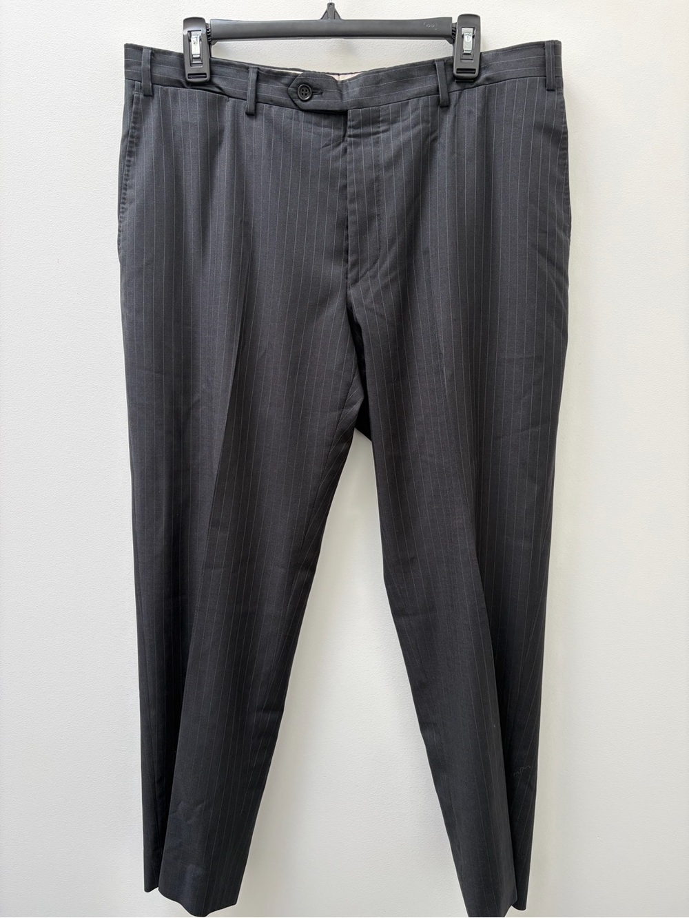 Canali Tessuto Modello 100% Wool Pinstripe Dress Pants Size 36 Dark Gray